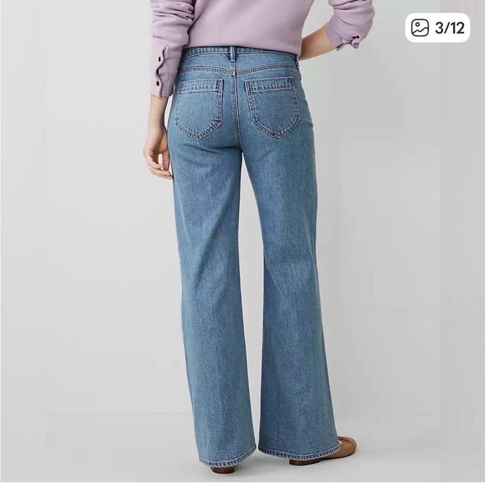 Ann Taylor Wide Leg Jeans with patch pockets size 10P. - Picture 3 of 14